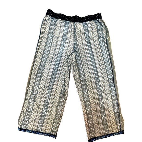 CCC Bohemian Style Wide Leg Geo Print Pajama Pants Elastic Waist Side Pockets LG - Picture 5 of 5